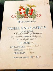Pagella scolastica Regno d'Italia