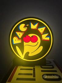 🕹️ Lampada LED Stile Arcade – Pac-Man  Insegna 3D
