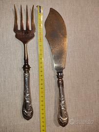 Posate servire da pesce in argento 800 vintage 