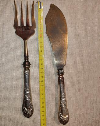 Posate servire da pesce in argento 800 vintage 