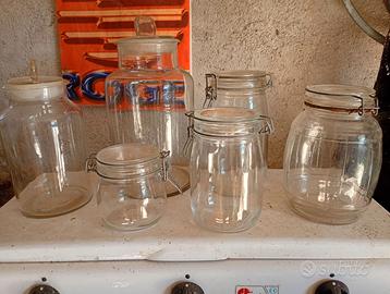 Set vasi vetro vintage varie forme e capienze