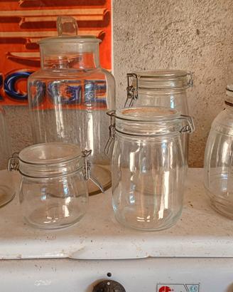 Set vasi vetro vintage varie forme e capienze