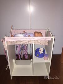 Fasciatoio nursery bambole in legno bianco