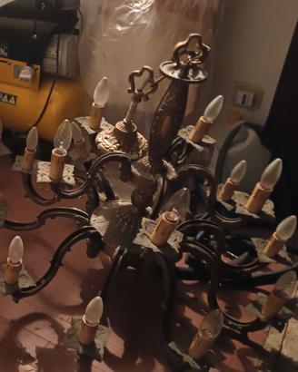 lampadario in ottone anni 70 