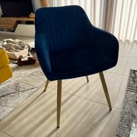 Sedie velluto blu gambe oro moderne eleganti