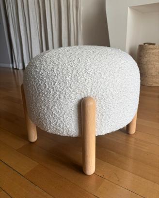 Pouf in tessuto bianco effetto bouclè MDM