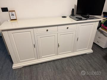 Credenza artigianale legno bianco laccato