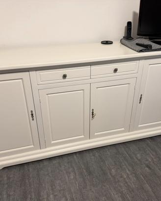 Credenza artigianale legno bianco laccato