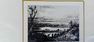 antica stampa lago di Oggiono  Annone Pusiano 