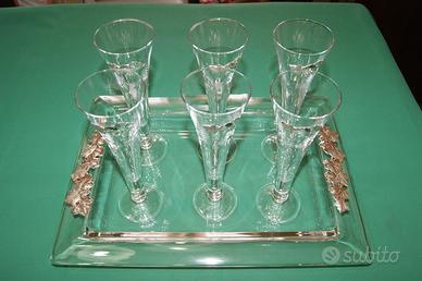 Vassoio con calici cristallo e argento