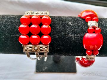 Bracciali rigidi vintage stile Art Déco con perle 