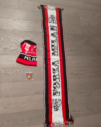 Milan Vintage sciarpa  berretto e adesivo 
