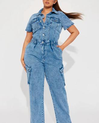 2 tute intere denim jeans Fashion Nova – L, NUOVE
