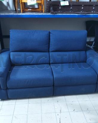 DIVANO 2 POSTI BLU SEDUTA SCORREVOLE RECLINABILE