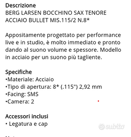 becco sax tenore Berg Larsen