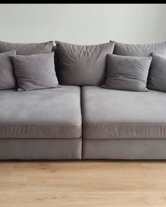 Divano grande grigio tortora 250 cm  + 7 cuscini 