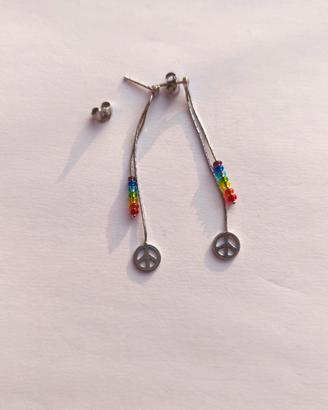 Orecchini argento arcobaleno pace