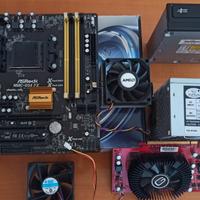 Scheda madre pc + scheda video + componenti vari