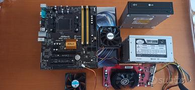 Scheda madre pc + scheda video + componenti vari