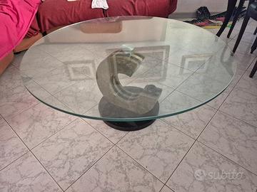 Tavolino da soggiorno cristallo e marmo