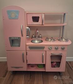 cucina giocattolo legno rosa