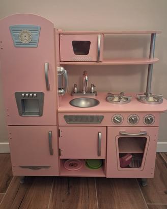 cucina giocattolo legno rosa