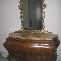 Mobile comò in radica con specchio e top marmo