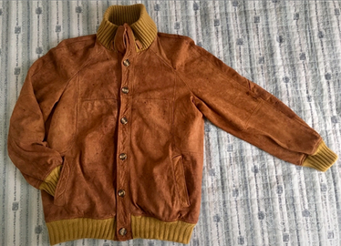 Giacca giubbino giubbotto pelle scamosciata sherpa