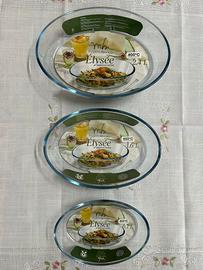 Tris vassoi vetro varie misure resistenti al calor