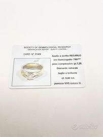 Anello oro 18KT diamante 0.40 VVS G. RECARLO