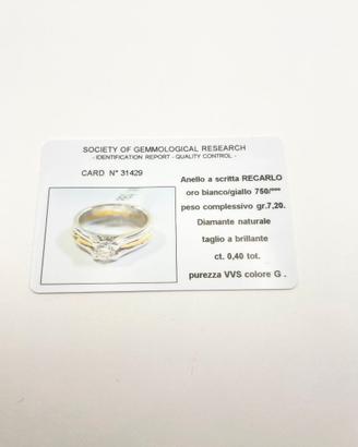 Anello oro 18KT diamante 0.40 VVS G. RECARLO