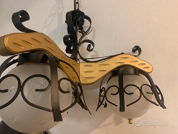 Lampadario ferro battuto