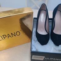 Scarpe decolletè nere punta chiusa tacco sottile