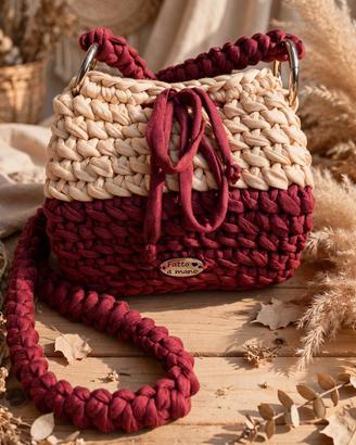 borsa in fettuccia doppio colore