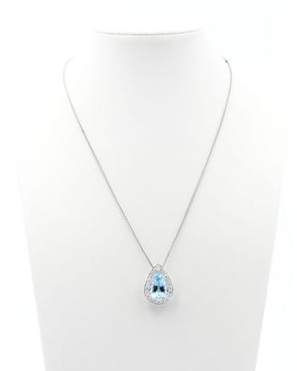 Collana in oro bianco con acquamarina ct. 6,6 e di