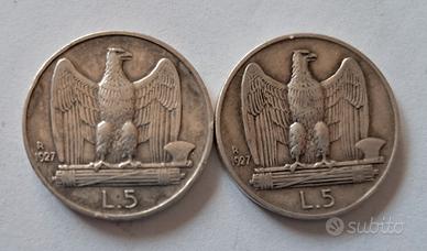 Coppia di 5 lire argento 