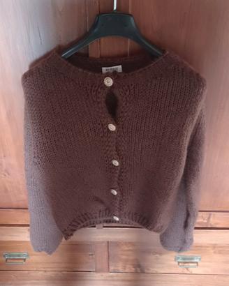 maglia donna marrone con bottoni