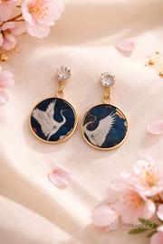 Orecchini giapponesi con gru 