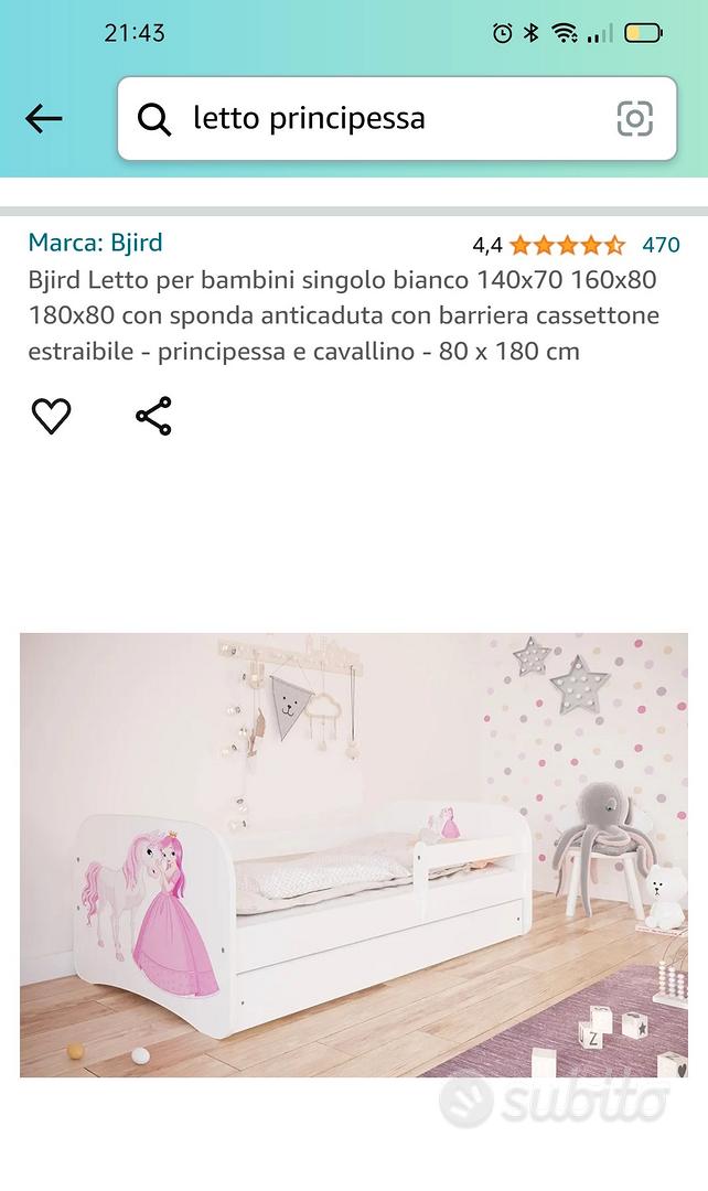 Bjird Letto per Bambini Singolo Bianco 140x70 160x80 180x80 con