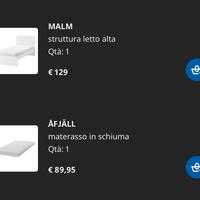 Letto singolo Ikea Malm + materasso