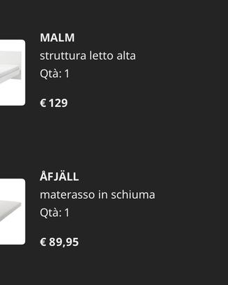 Letto singolo Ikea Malm + materasso