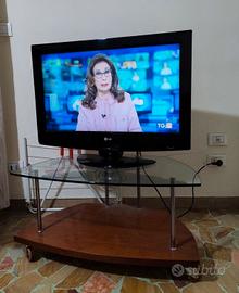 TV LG 32" perfetto con mobile legno/vetro e ruote