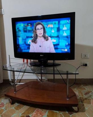 TV LG 32" perfetto con mobile legno/vetro e ruote