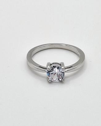 elegante anello solitario argento zircone donna