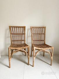 Coppia di sedie in rattan naturale