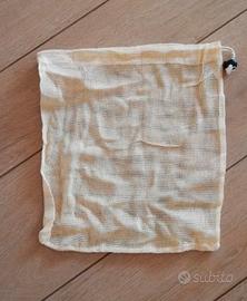 5 Sacchetti In Cotone Per Verdura Con Coulisse 