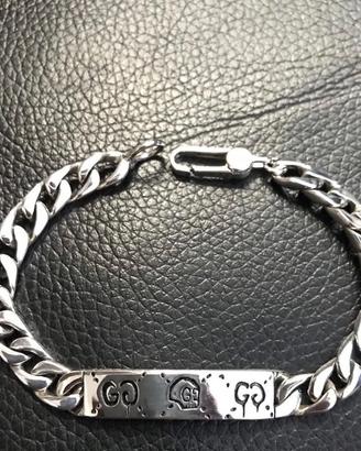 Bracciale cubano con teschio in argento 925