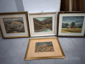 quattro quadri olio su legno