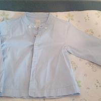 Camicia bimbo azzurra con colletto alla coreana