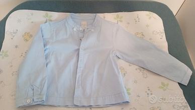 Camicia bimbo azzurra con colletto alla coreana